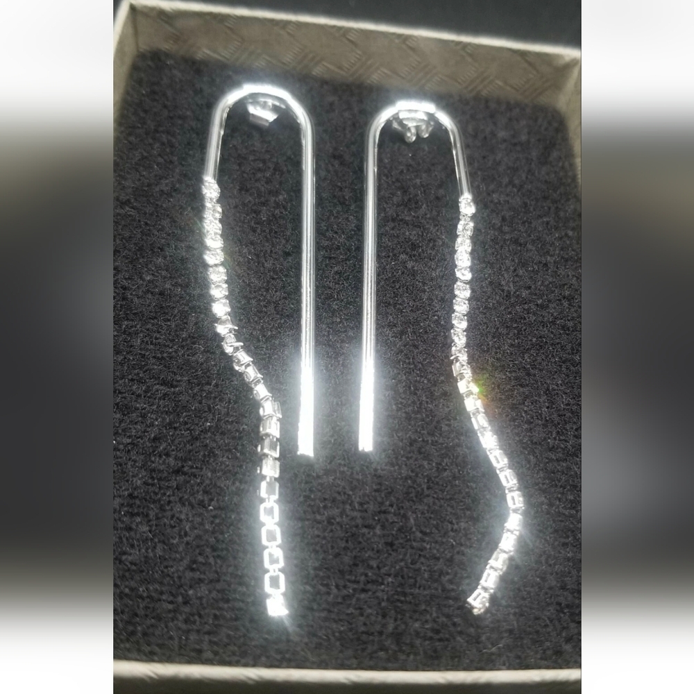 Crystal And Slivertone Dangle Earrings